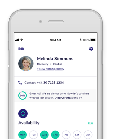 Nurse's profile on Rohme app